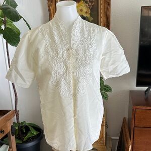 Women embroidered blouse ivory